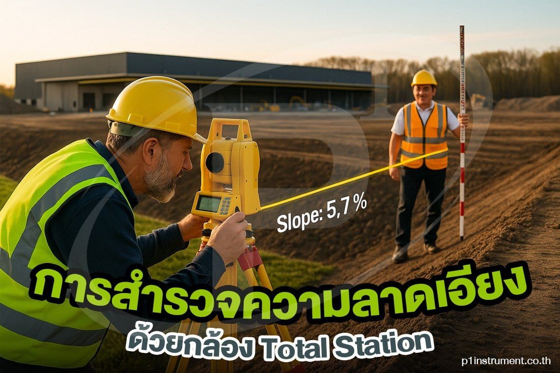 การสำรวจความลาดเอียงด้วยกล้อง Total Station