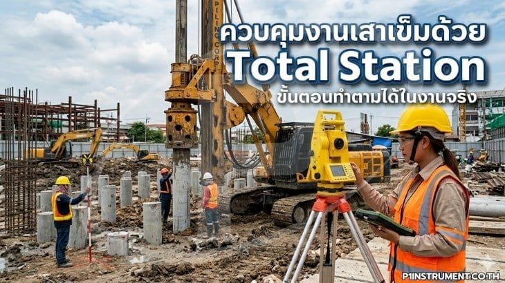 ควบคุมงานเสาเข็มด้วย Total Station: ขั้นตอนทำตามได้ในงานจริง