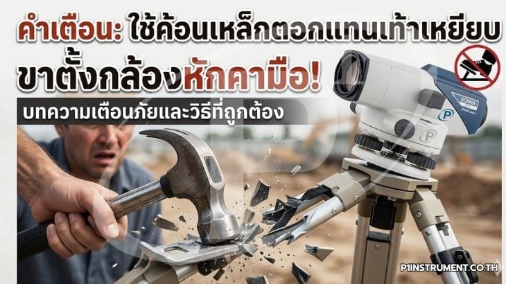อย่าหาทำ! ใช้ค้อนเหล็กตอกแป้นขาตั้งกล้องแทนการใช้เท้าเหยียบ ขากล้องหักคามือ!