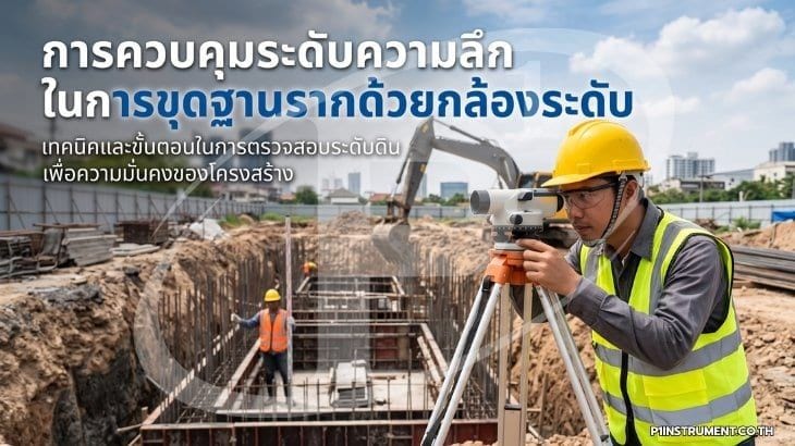 การควบคุมระดับความลึกในการขุดฐานรากด้วยกล้องระดับ