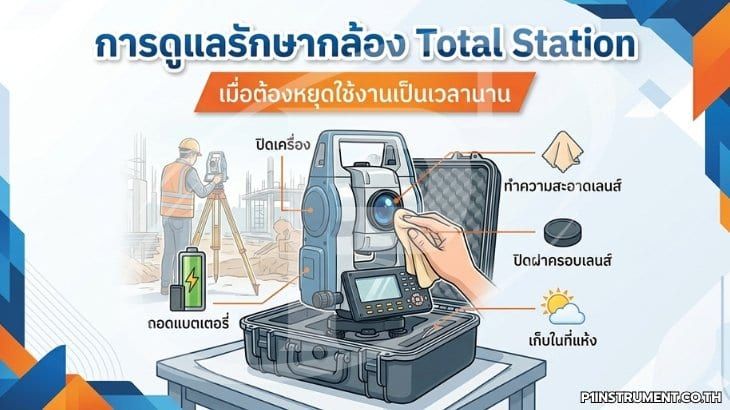 การดูแลรักษากล้อง Total Station เมื่อต้องหยุดใช้งานเป็นเวลานาน