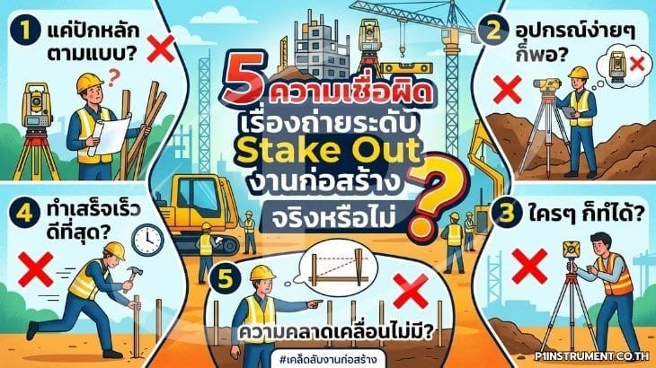 5 ความเชื่อผิดเรื่องถ่ายระดับ Stake Out งานก่อสร้าง จริงหรือไม่