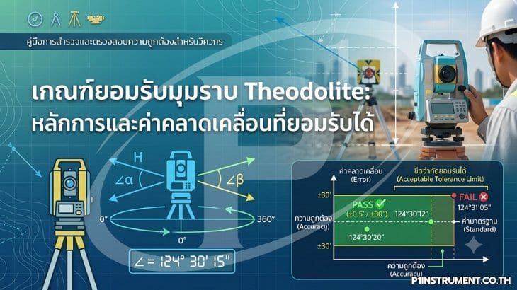 เกณฑ์ยอมรับมุมราบ Theodolite: หลักการและค่าคลาดเคลื่อนที่ยอมรับได้