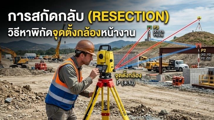 การสกัดกลับ (Resection) วิธีหาพิกัดจุดตั้งกล้องหน้างาน