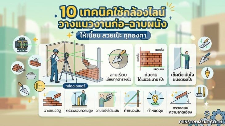 10 เทคนิคใช้กล้องไลน์วางแนวงานก่อ-ฉาบผนังให้เนี้ยบ