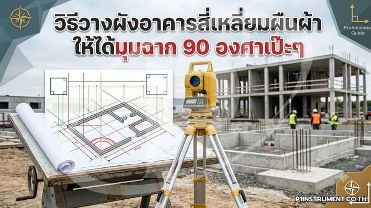 วิธีวางผังอาคารสี่เหลี่ยมผืนผ้าให้ได้มุมฉาก 90 องศาเป๊ะๆ