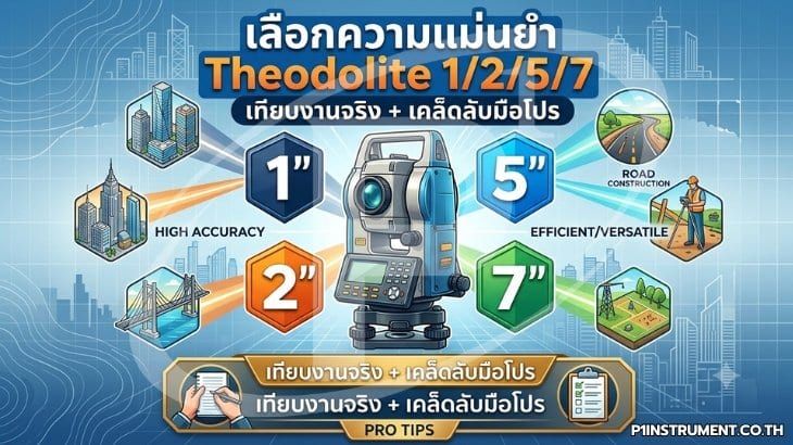 เลือกความแม่นยำ Theodolite 1/2/5/7: เทียบงานจริง + เคล็ดลับมือโปร