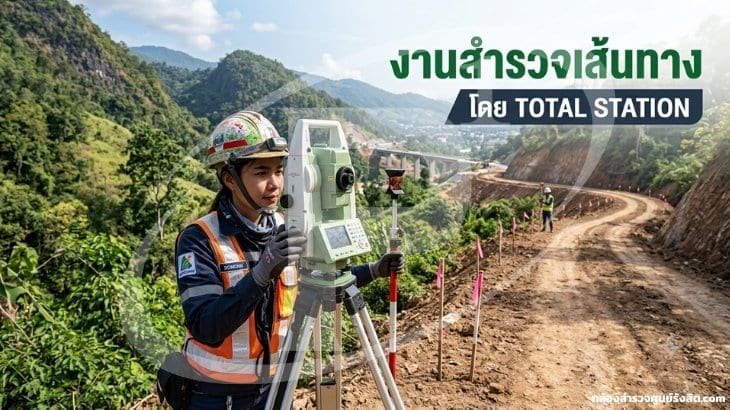 งานสำรวจเส้นทาง โดย TOTAL STATION