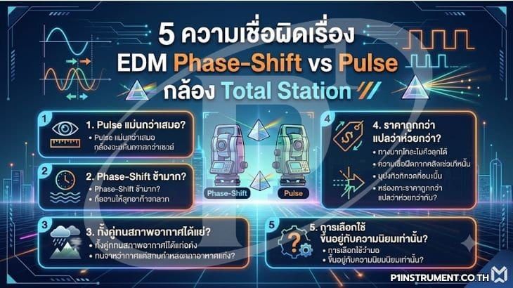 5 ความเชื่อผิดเรื่อง EDM Phase-Shift vs Pulse กล้อง Total Station