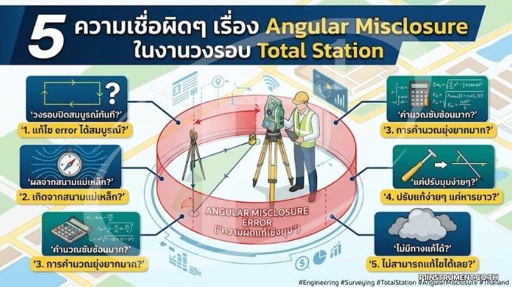 5 ความเชื่อผิดเรื่อง Angular Misclosure ในงานวงรอบ Total Station