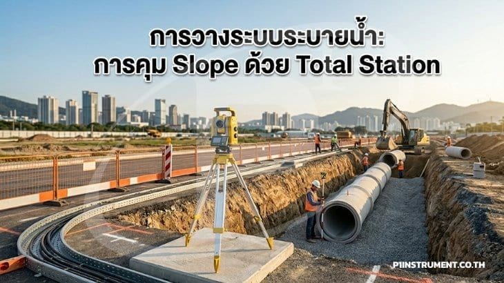 การวางระบบระบายน้ำด้วยกล้อง Total Station